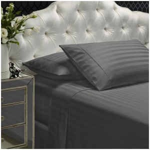 Royal Comfort 1200 Thread count Damask Stripe Cotton Blend sheet sets King Charcoal Grey