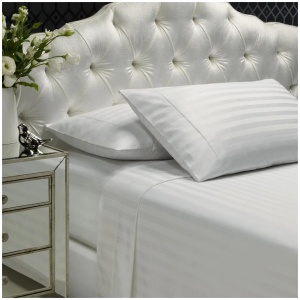 Royal Comfort 1200 Thread count Damask Stripe Cotton Blend sheet sets King White