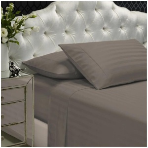 Royal Comfort 1200 Thread count Damask Stripe Cotton Blend sheet sets Queen Pewter