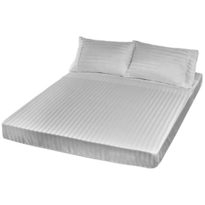 Royal Comfort 1200 Thread count Damask Stripe Cotton Blend sheet sets Queen Silver