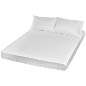 Royal Comfort 1200 Thread count Damask Stripe Cotton Blend sheet sets Queen White