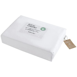 Royal Comfort - 250TC 100% Organic Cotton 4 Piece Sheet Set - Double - White