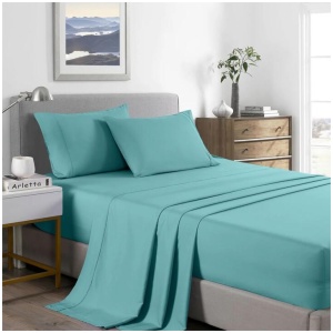 Royal Comfort Bamboo Cooling 2000TC Sheet Set - Single-Aqua