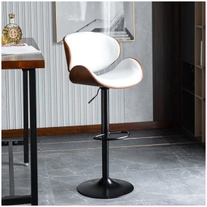 SERENITà European White Modern Bar Stools Swivel Bar Stool Chair Counter Height Barstool with 360 Degree Swivel Seat