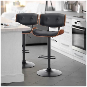 SERENITà European Wooden Black Modern Bar Stools Swivel Bar Stool Chair Counter Height Bar(Black)stool with 360 Degree Swivel Seat