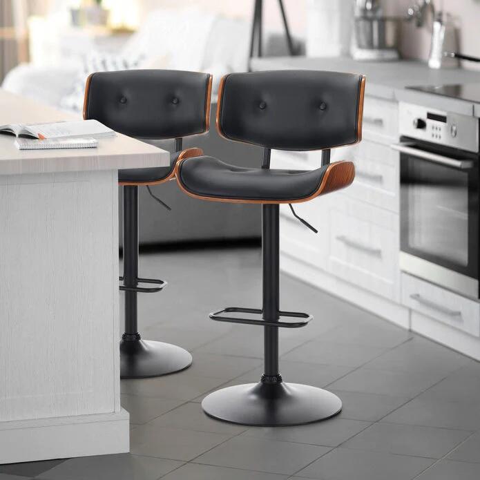 SERENITà European Wooden Black Modern Bar Stools Swivel Bar Stool Chair Counter Height Bar(Black)stool with 360 Degree Swivel Seat