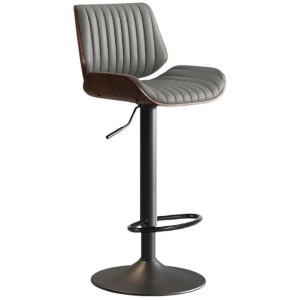 SERENITà European Wooden Modern Bar Stools Bistro Stool with Rotating and Aerodynamic Multi-levelled (Grey)