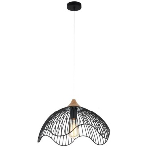SPIAGGIA Pendant Lamp Light Interior ES Black Wire Dome with Wavy Edge OD400mm