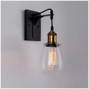 STRUNG Wall Light Interior Surface Mounted ES Pear Clear Glass with antique Brass