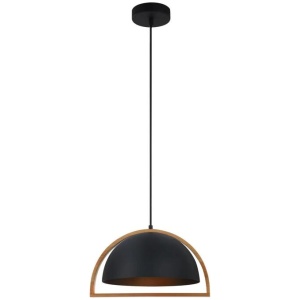 SWING Pendant Lamp Light Interior ES Matte Black Dome with Wood Frame OD370mm