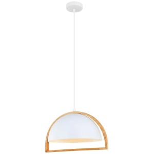 SWING Pendant Lamp Light Interior ES Matte White Dome with Wood Frame OD370mm