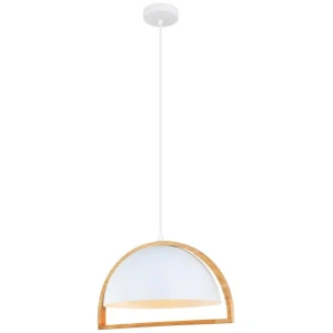 SWING Pendant Lamp Light Interior ES Matte White Dome with Wood Frame OD370mm
