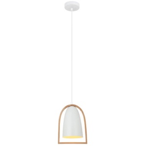 SWING Pendant Lamp Light Interior ES Matte White Ellipse with Wood Frame OD230mm
