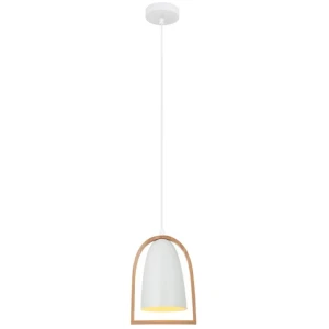 SWING Pendant Lamp Light Interior ES Matte White Ellipse with Wood Frame OD230mm