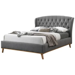 Sage Fabric Button Tufted Bed Frame Queen Size Heather