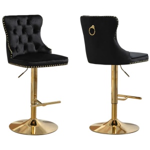 Sahara Black Barstool with Gold Stand -Set of 2