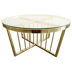 Salina Coffee Table 80cm Gold Base -Clear Glass