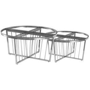 Salina Coffee Table 80cm Silver Base -Clear Glass