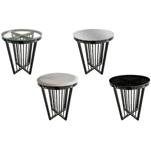 Salina Side Table 45cm Black Base - White Marble