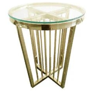 Salina Side Table 45cm Gold Base - Clear Glass