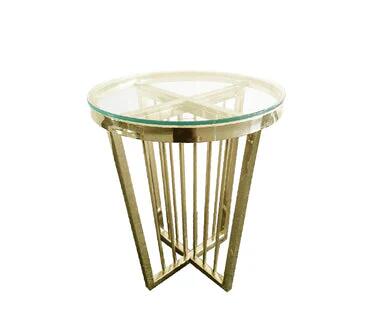 Salina Side Table 45cm Gold Base - Clear Glass