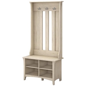 Salinas Coat Rack Hall Tree And Shoe Storage Cabinet - Antique White
