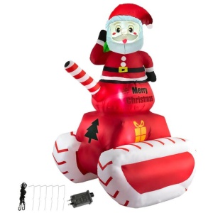 Santaco Christmas Inflatable Santa Claus Tank 1.8M Xmas Decor LED Lights Outdoor