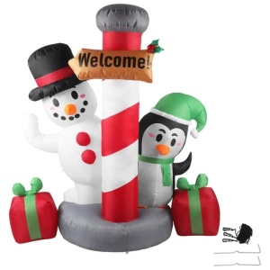 Santaco Inflatable Christmas Decor Pole Welcome 1.8M LED Lights Xmas Party