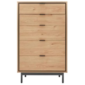 Santos Japanese Inspired Chest of-5 Drawers Tallboy Storage Cabinet - Oak