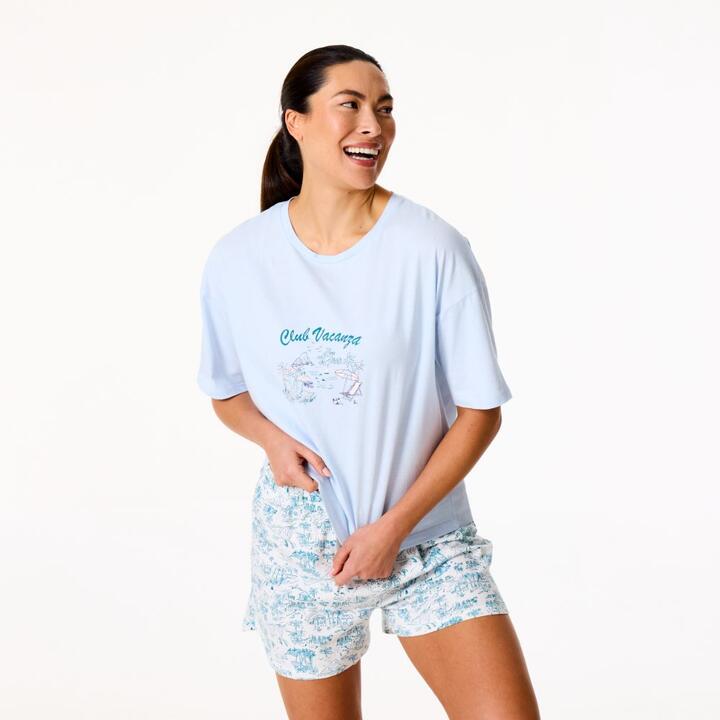 Sash & Rose Women's Cotton Jersey Short and Tee Pyjama Set