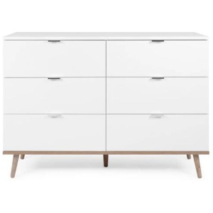 Sean Chest Of 6-Drawers Dresser Storage Cabinet - White/Oak