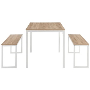 Sebastian 3Pcs Dining Set Rectangular Dining Table 120cm & 2Pc Dining Bench Seat - Oak/White