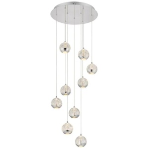Segovia Modern Pendant Hanging Lamp Light Glass Stainless Steel Zinc Alloy Metal Chrome Clear Gloss