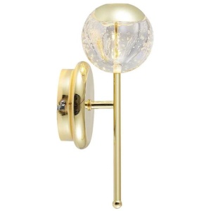 Segovia Modern Wall Lamp Light Glass Stainless Steel Zinc Alloy Metal Gold Clear Gloss