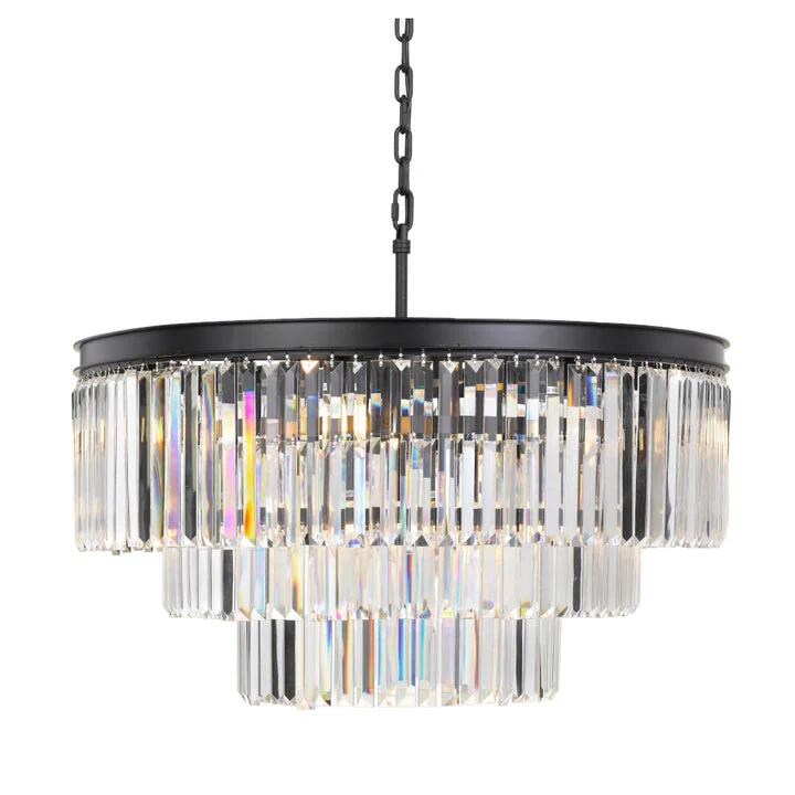 Serene Modern Pendant Hanging Lamp Light Metal Crystal Clear Black