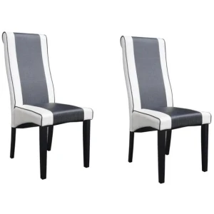 Set Of 2 Alpine Leather Dining Chair Wooden Legs - Cappucino & White