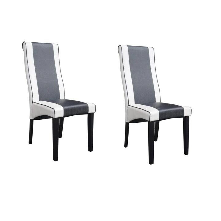 Set Of 2 Alpine Leather Dining Chair Wooden Legs - Cappucino & White