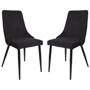 Set Of 2 Arty Fabric Dining Chair Black Metal Legs - Charcoal