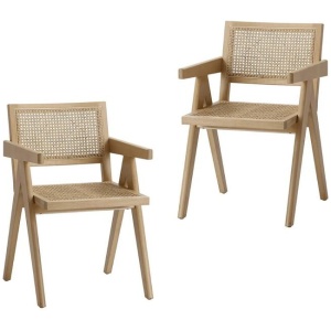 Set Of 2 Camilla Rattan Occasional Dining Chairs - Natural