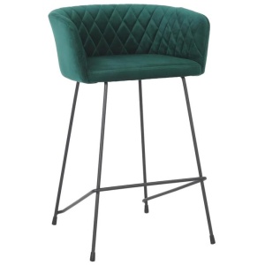 Set Of 2 Camille Velvet Fabric Kitchen Counter Bar Stool - Teal
