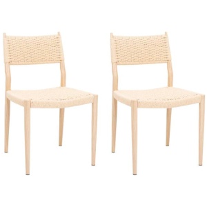 Set Of 2 Cayman Rope Seating Kitchen Dining Chair Wooden Legs Natural