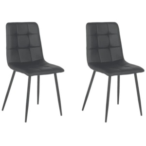 Set Of 2 Cristo Modern Ultrasuede Fabric Kitchen Dining Chair - Black