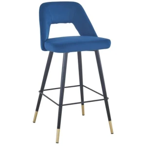Set Of 2 Delphi Velvet Fabric Kitchen Bar Stool - Blue