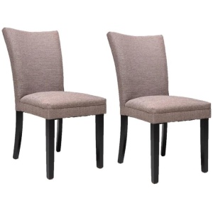 Set Of 2 Fabric Wooden Cafe Kitchen Dining Chair - Brown