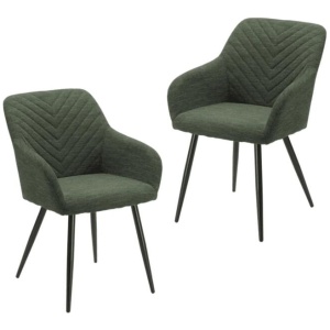 Set Of 2 Fari Fabric Dining Chairs Metal Legs - Pistacchio
