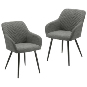 Set Of 2 Fari Fabric Dining Chairs Metal Legs - Steel