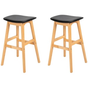 Set Of 2 Flora Modern Scandinavian Kitchen Counter Bar Stool - Black