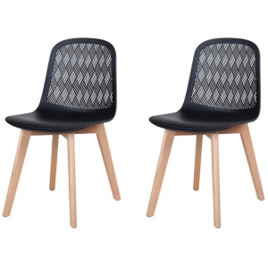 Set Of 2 Jonas PP Kitchen Dining Chairs Wooden Legs Black/Oak