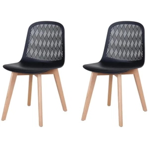 Set Of 2 Jonas PP Kitchen Dining Chairs Wooden Legs Black/Oak