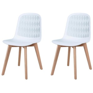 Set Of 2 Jonas PP Kitchen Dining Chairs Wooden Legs White/Oak